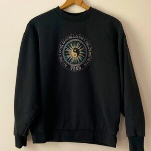 Vans Black Yin-Yang Graphic Unisex Crewneck Sweater Size Small